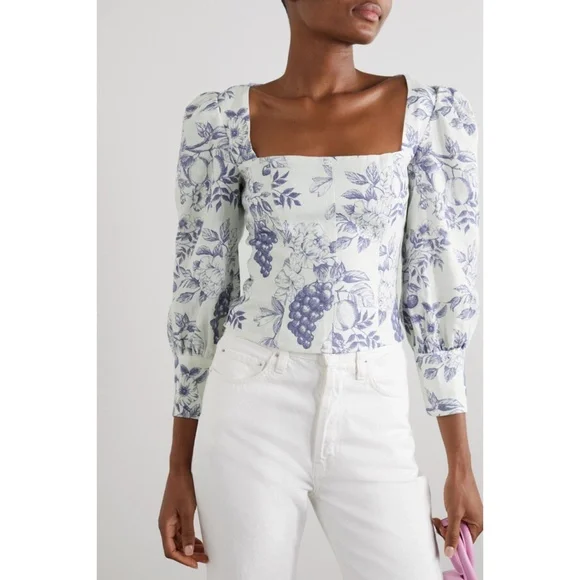 NEW Reformation Stilton Linen Top Carla 10 - Picture 4 of 17